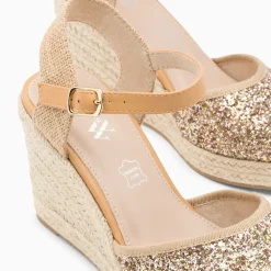 Sandales compensées Jeanne à paillettes multicolores