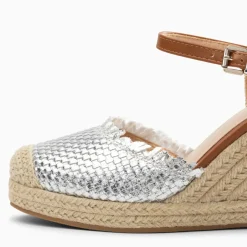 Sandales compensées Nadine à tressage argent