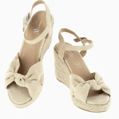 Sandales compensées nouées Zoëlla beige clair
