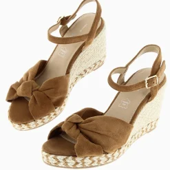 Sandales compensées nouées Zoëlla camel