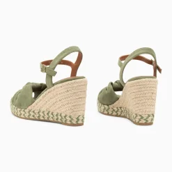Sandales compensées nouées Céline kaki pastel