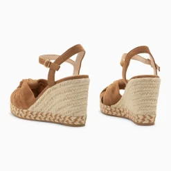 Sandales compensées nouées Georgina camel