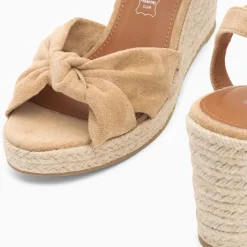 Sandales compensées nouées Céline beiges