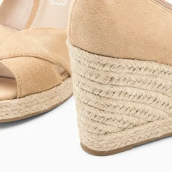 Sandales compensées peep-toe Léonie beiges