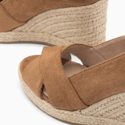 Sandales compensées peep-toe Léonie noisette