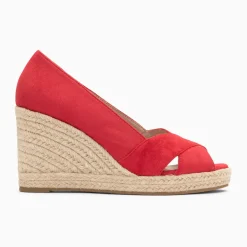 Sandales compensées peep-toe Léonie framboise