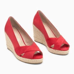 Sandales compensées peep-toe Léonie framboise