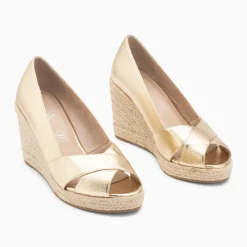 Sandales compensées peep-toe Léonie or