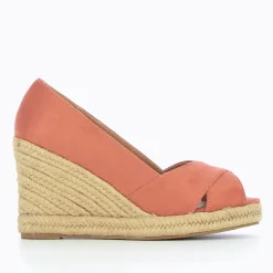 Sandales compensées peep-toe Milena brique