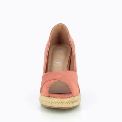Sandales compensées peep-toe Milena brique