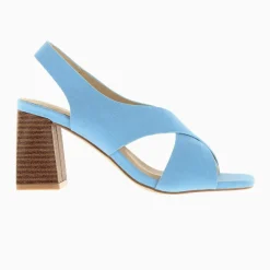 Sandales Dakota bleu clair à brides croisées et talon haut