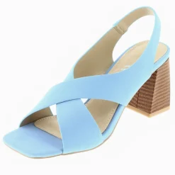 Sandales Dakota bleu clair à brides croisées et talon haut