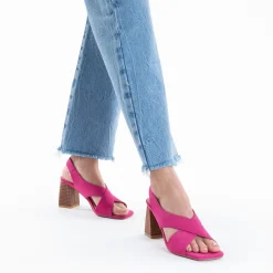 Sandales Dakota fuchsia à brides croisées et talon haut