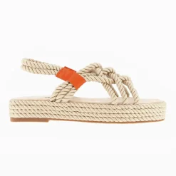 Sandales en corde Anya beige à plateforme