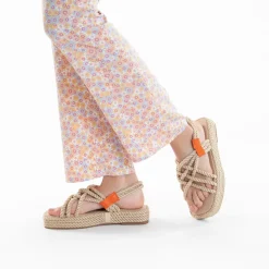 Sandales en corde Anya beige à plateforme