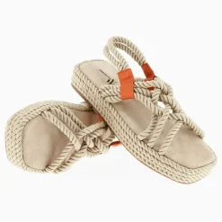 Sandales en corde Anya beige à plateforme
