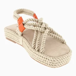 Sandales en corde Anya beige à plateforme