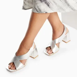 Sandales Lauren argent à brides croisées et talon haut