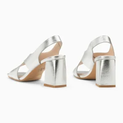 Sandales Lauren argent à brides croisées et talon haut