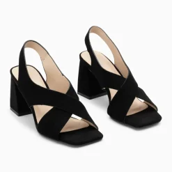 Sandales Lauren noires à brides croisées et talon haut