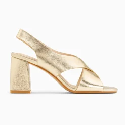 Sandales Lauren or à brides croisées et talon haut