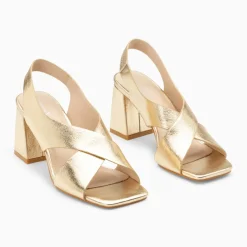 Sandales Lauren or à brides croisées et talon haut