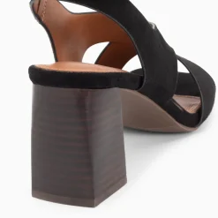 Sandales Maxinne noires à brides croisées et talon haut