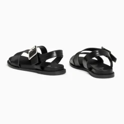 Sandales plates Ameline noires à larges brides