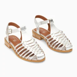 Sandales plates Anne style pêcheur à fines brides argent