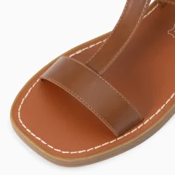 Sandales plates Assia camel à scratchs