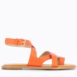 Sandales plates Magali orange à passe-pouce