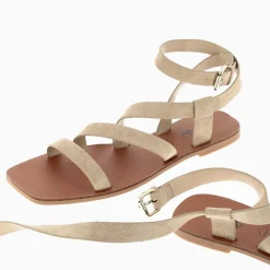Sandales plates Swann à brides beiges
