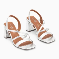 Sandales Priscilla argent à fines brides et talon haut