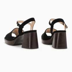 Sandales Tyrah noires à plateforme et talon bois