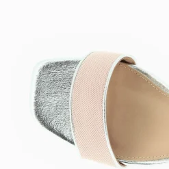 Sandales Veronica argent à bride en mesh rose