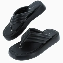 Tongs Inna noires à semelle oversize